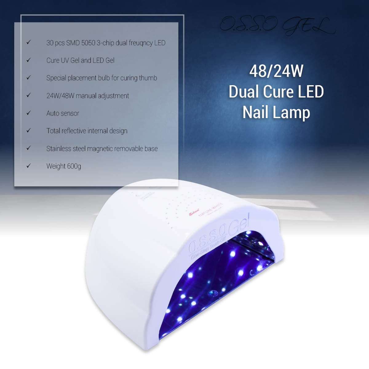 Bonetluxe Lampe UV/LED 48w (multifonction)