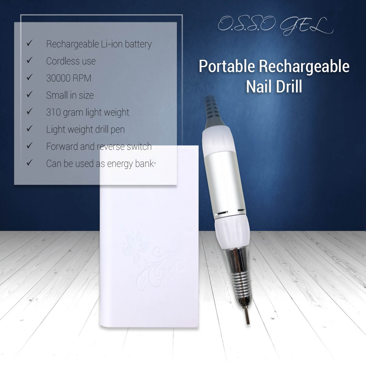 Portable Recheargable Nail Drill